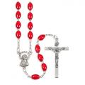  RED CLEAR OVAL PLASTIC BEAD ROSARY (2 PC) 